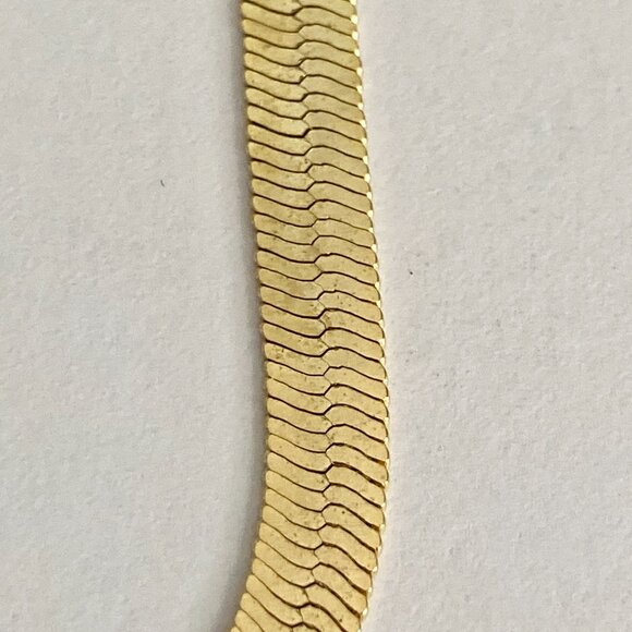 Vintage Gold Plated Flat Herringbone Bracelet 7-1/4" 14Kt Hamilton Yellow Gold - Picture 6 of 12